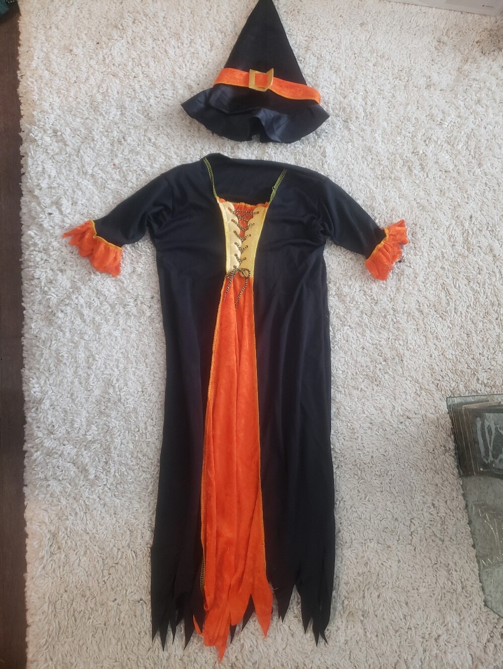 Rubie's Orange and Black Witch Dress with Hat Kids Medium